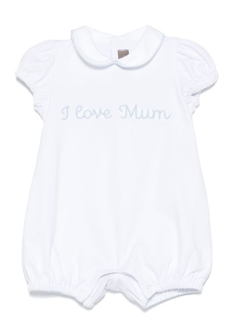 Tutina con slogan ricamato LITTLE BEAR | 1034BCO/CIELO